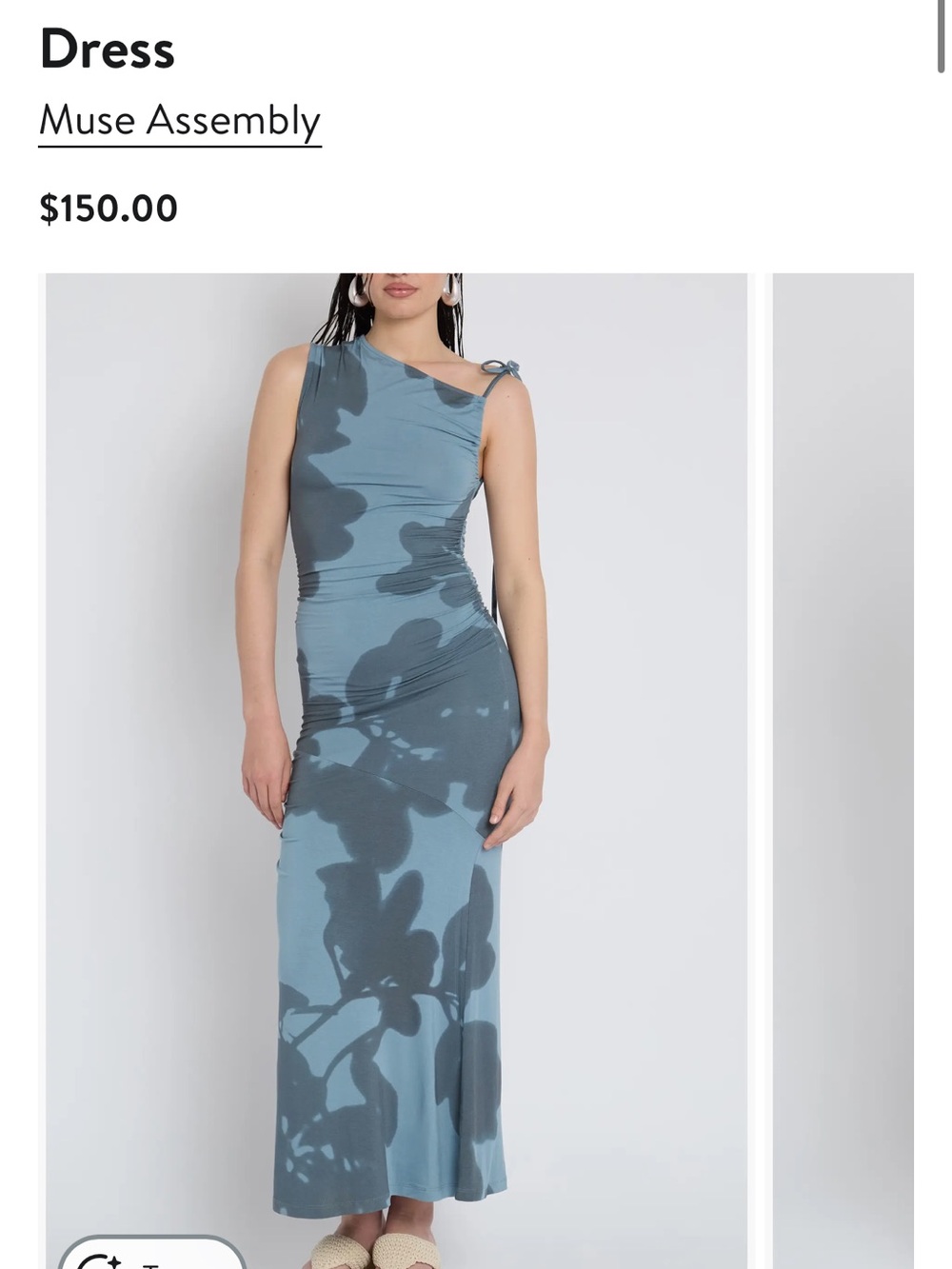Blue Floral One-Shoulder Maxi Dress Muse Assembly